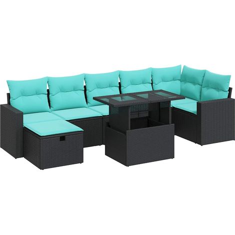 Maison Exclusive - Set Divano da Giardino 8pz con Cuscini Grigio Polyrattan Acacia (1/5)