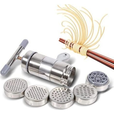 Machine à Pâtes Manuelle en Acier Inoxydable avec 5 Plaques pour Nouilles Fraîches, Fettuccine, Spaghetti, Lasagne et Pâte à Rouler (1/5)