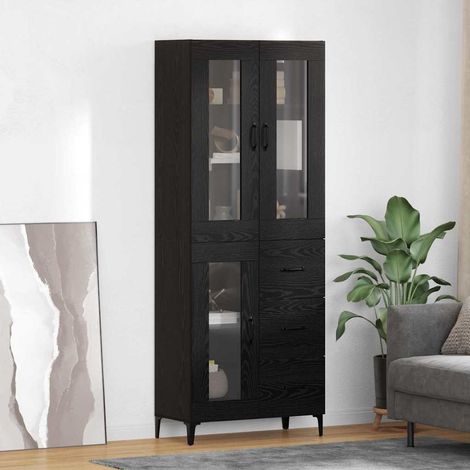 vidaXL  Highboard  Black Oak 69.5 x 34 x 180 cm Engineered Wood