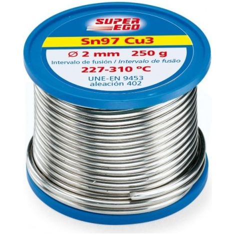 Carrete sn cu3 estaño-cobre 3% ø2 mm, 250 g