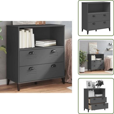 The Living Store Bücherschrank VIKEN Anthrazit 80x40x90 cm Holzwerkstoff - Industrielles Design - Bücherregal - Holzwerkstoff Regal - Wohnraumgestaltung - Aufbewahrungslösung (1/5)