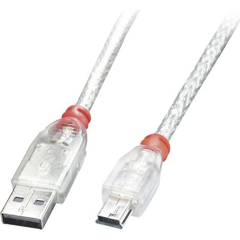LINDY Cavo USB USB 2.0 Spina USB-A, Spina USB-Mini-B 1.00 m Trasparente 41782 (1/5)
