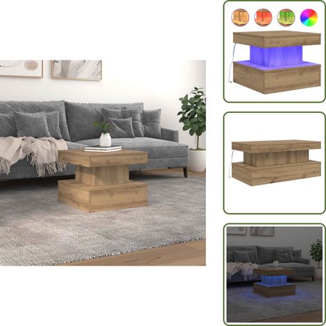 Table de thé - vidaXL Table basse avec lumières LED chêne artisanal 50x50x40 cm - Table de téléphone (1/5)