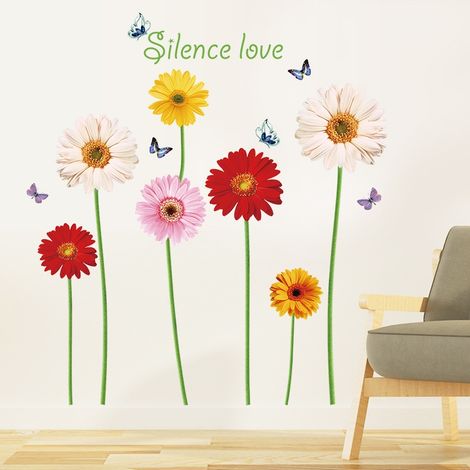 Stickers muraux Fleurs de soleil cinq couleurs (Dimensions : 115 cm x 125 cm) (1/5)