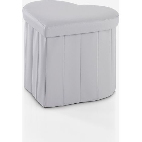 Pouf contenitore imbottito in similpelle Leif - Bianco (1/5)