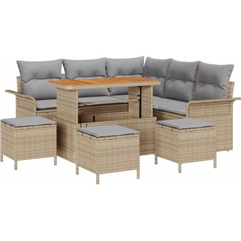 Garten-Sofa-Set mit Kissen mit Kissen 9 pcs Beige und Hellgrau vidaXL (1/5)