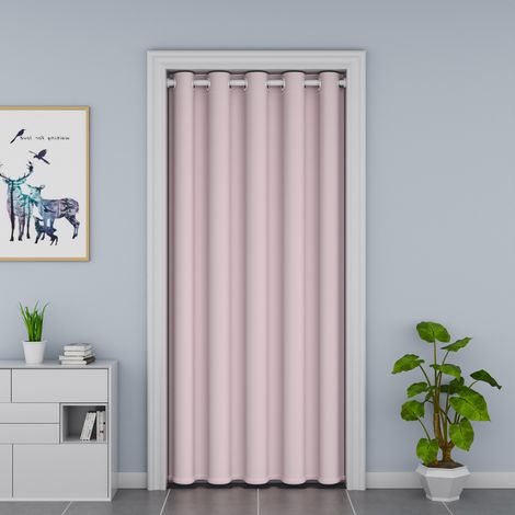 Rideau de porte occultant,Rideau de fenêtre, Anti-courant d'air (Climatisation) pour cuisine,Rideau de porte thermique(Rose, 80 x 150cm)