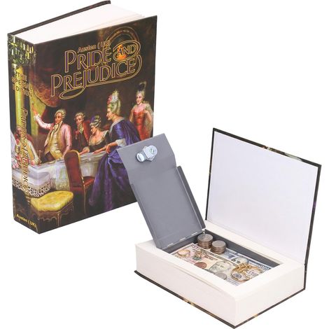 Coffre-fort de Livre de Pages Réelles avec 2 Clés, 22 x 15 x 4,5 cm Livre D'orgueil et de Préjugés Coffre-fort de Diversion Caché Boîte de Rangement de Serrure à Clé en Métal pour Bijoux (1/5)