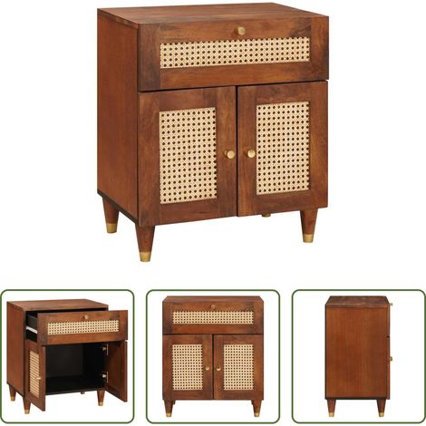 Holz Nachttisch - Nachttische mit Schubladen 50 x 33 x 60 cm Massivholz Mango (1/5)