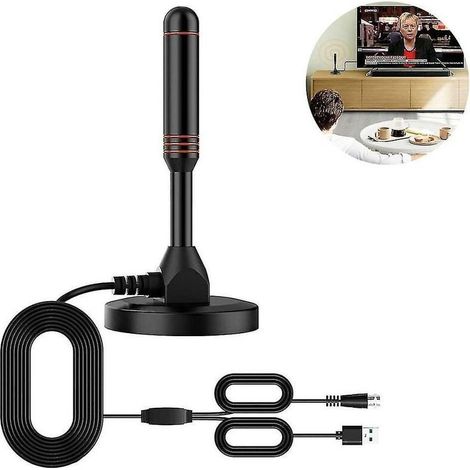 Antenne TV HD numérique 360° - Réception analogique et numérique - base magnétique et câble coaxial inclus - installation intérieure/extérieure (1/5)