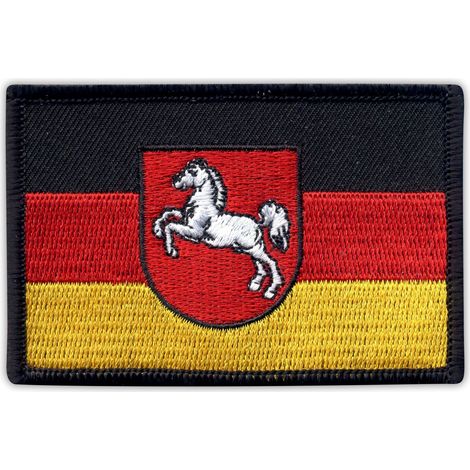 Aufnäher mit der Flagge Niedersachsens – selbstklebende Rückseite – gestickter Aufnäher/Abzeichen/Emblem