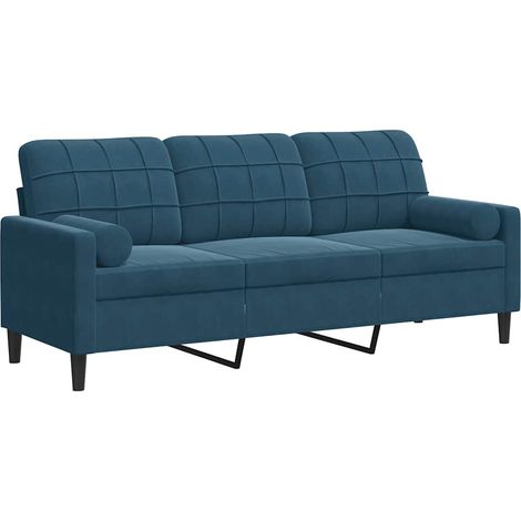 Maison Exclusive - Divano a 3 Posti con Cuscini Blu 180 cm in Velluto