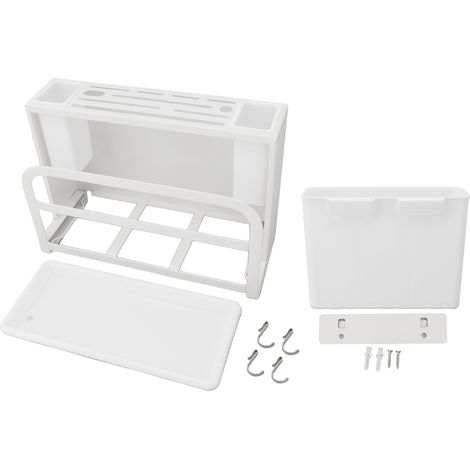 Porte-couteaux blanc mural ou sur plan de travail, bloc à couteaux grande capacité, support aimanté pour baguettes, rangement avec égouttoir (1/5)