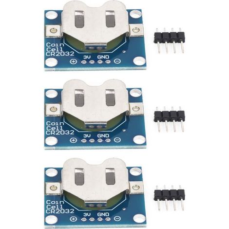 Support de pile 3 pièces, plaque de montage pour pile bouton, module de support de pile électrique avec broche de contact de 2,54 mm pour pile bouton CR2032 de 20 mm (1/5)