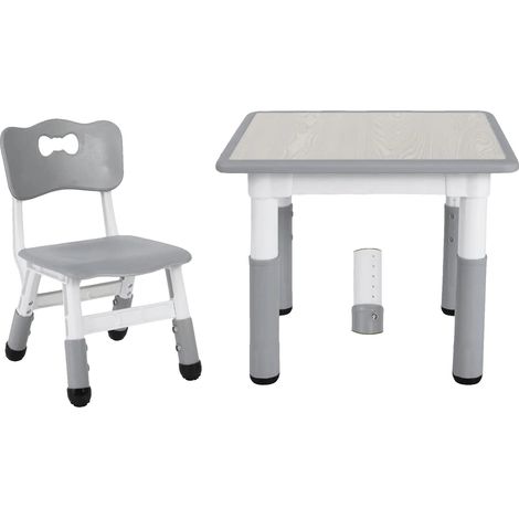 Table et chaises pour enfants, hauteur réglable, design ergonomique, Gris (1/2)