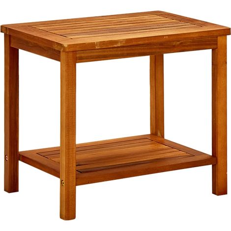 Vidaxl – Table basse en bois d'acacia massif 50x35x45 cm – Résistante aux intempéries – Design à lattes – Étagère inférieure pour rangement