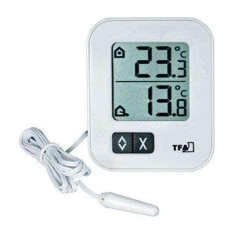 TFA-Dostmann Termómetro digital blanco moderno con cable de 1,5 m