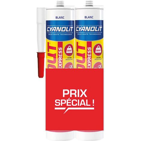 Lot de 2 mastic-colle polymere - CYANOLIT - Total Tech blanc - 290 ml - Ultra polyvalent - Haute élasticité