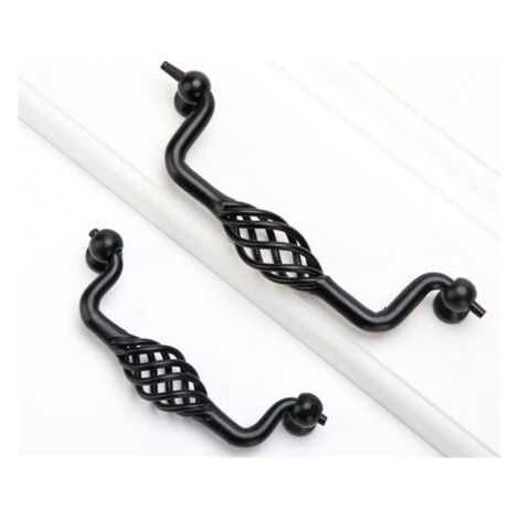 BUNTHAUS 2 pièces, poignées de meuble noires style vintage, écart 128 mm.Poignées métalliques adaptées pour tiroir, placard, cuisine et salle de bain. (1/5)