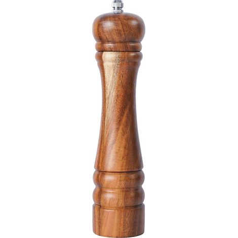 1 - Moulin à poivre - Moulin à sel - Broyeur en céramique réglable - Bois d&39acacia durable pour cuisine et table à manger - Naturel - 21x5 cm (1/5)