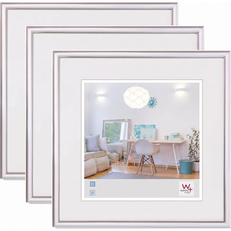 Cadre photo argent 30 x 30 cm lot de 3, cadre plastique KV330S3