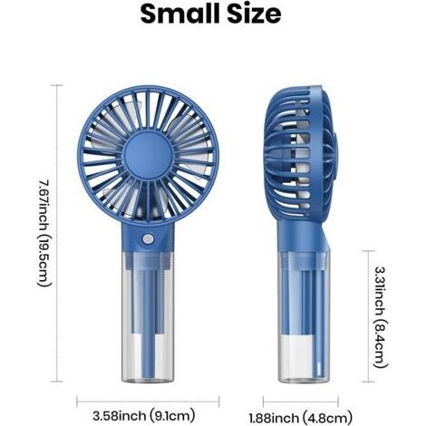 Tragbarer Sprühventilator – Wiederaufladbarer Handventilator mit 32-ml-Wassertank. Mini-Handventilator zur Kühlung für Reisen, Outdoor-Aktivitäten, zum Schminken und Campen. (1/4)