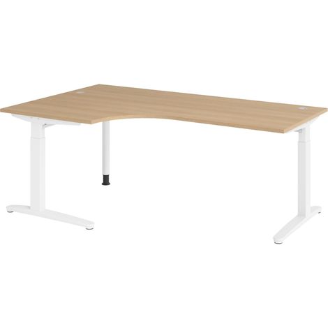 bümö Schreibtisch Serie-XB Eckform: 200 x 120 cm  Eiche Weiß