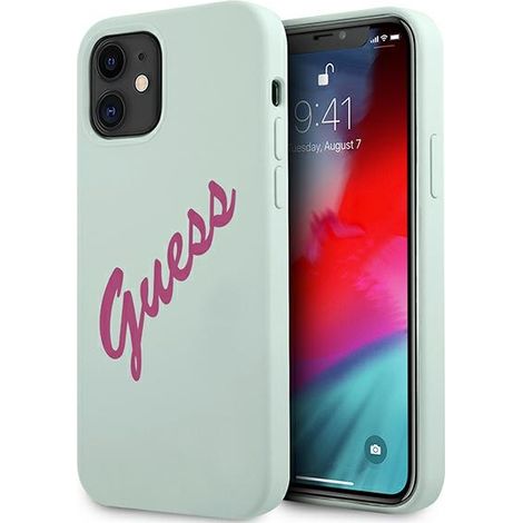 Funda rígida de silicona vintage Guess GUHCP12SLSVSBF para iPhone 12 mini 5.4 azul fucsia/azul fucsia (1/5)