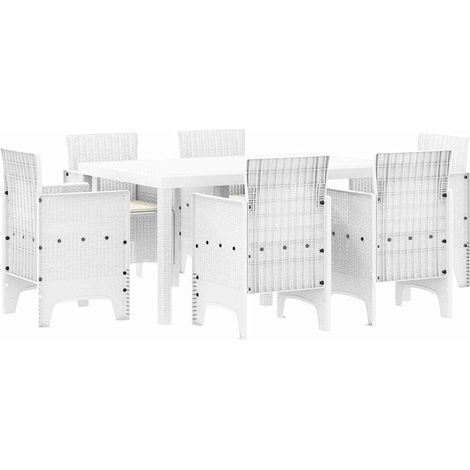 Maison Exclusive - Set da Pranzo per Giardino 7 pcs Bianco Rattan Polt