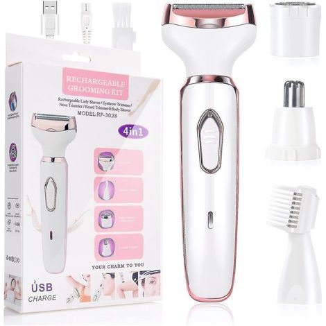 4-in-1 Elektrorasierer für Damen, USB-aufladbar und wasserdicht (1/4)