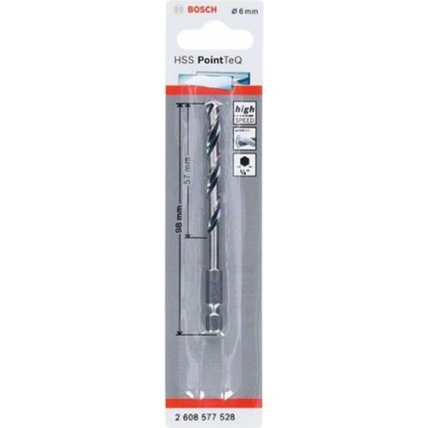 Broca metal Bosch pointteq hex 6 mm auto centrado