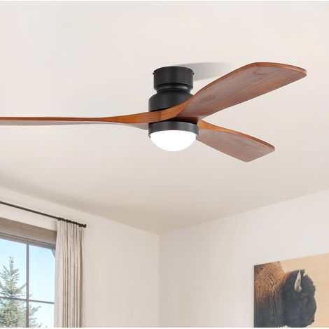 MODFU – Ventilatore da soffitto 52" in legno nero con LED dimmerabile 3 colori, motore DC 6 velocità e telecomando – Nero (1/5)