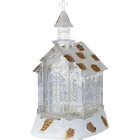 Boîte à musique festive en cristal - Décoration de Noël unique - Cadeau d'anniversaire - Maison d'église en cristal (1/4)