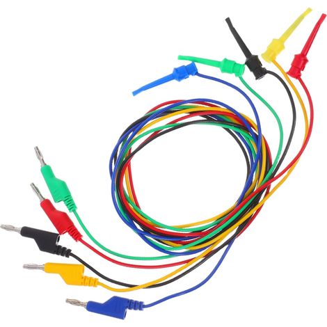 5 Pièces Câbles de Test Banane avec Crochets Empilables Fils pour Multimètre Haute Conductivité et Flexibles pour Tests Électriques Industriels et (1/5)
