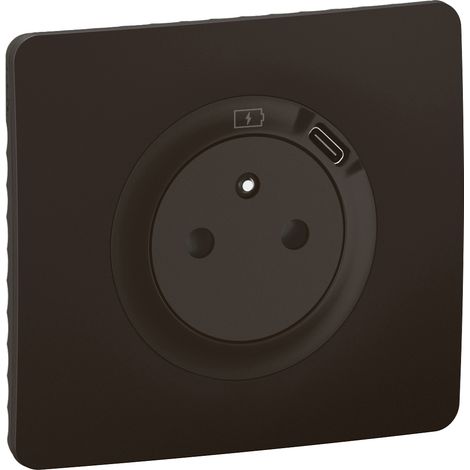 Legrand - Prise 2P+T avec prise USB Type-C 7,5W Céliane complet Noir (1/2)