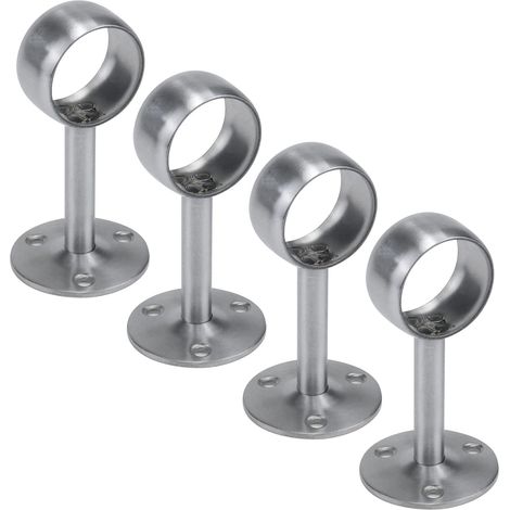 Rail de tringle de garde-robe support de support en acier inoxydable support de tube support de douille argent 4 pièces (1/4)