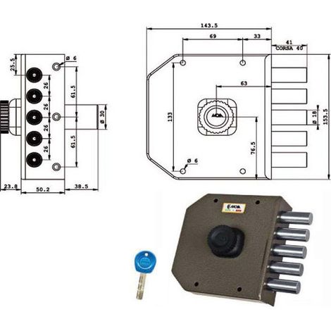 Serrure Sic.Semplice Sx Pompe Ja421 Moia