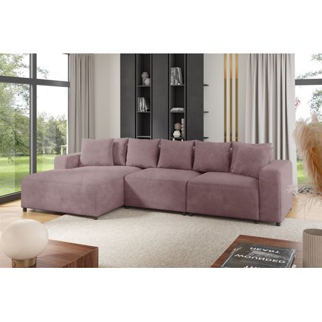 Ecksofa Designersofa Sofa MEGAN in Stoff Poso Altrosa Ottomane Links (1/2)