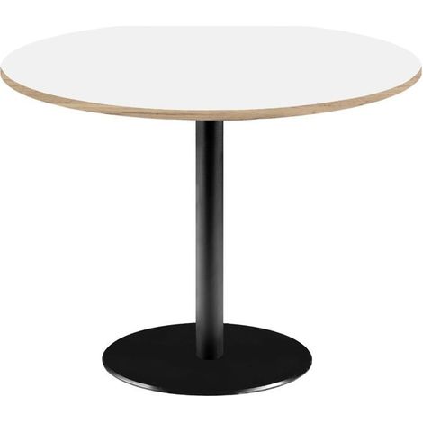 Table ronde Ø 120 cm - modèle Rome blanc avec chants bois