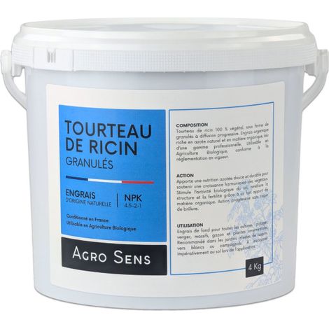 Tourteau de ricin granulés - Agro Sens - Seau 4 kg