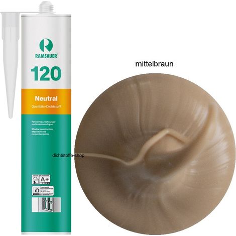 Ramsauer 120 Neutral Fenster Silikon Fugen Dichtstoff 310ml Kartusche mittelbraun