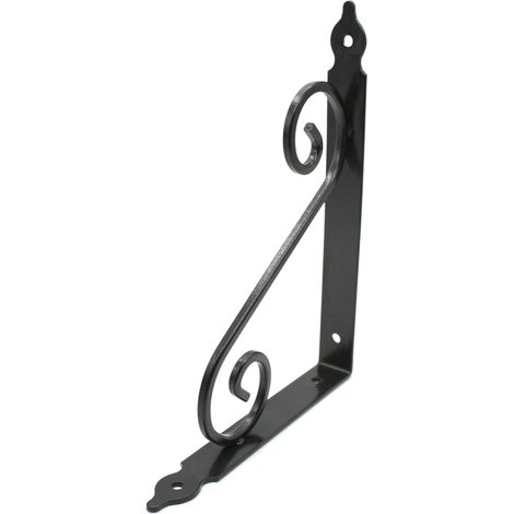 Barcelona Equerre Etagere Murale 2 Pièces Support Tablette Murale 190 x 140 mm Equerre Metal Fer Forgé Noir Equerre Fixation pour Decoration Murale, Étagère Murale, Etagere Cuisine (1/4)