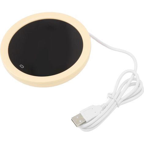 Chauffe-tasse USB électrique 55°C avec interrupteur gravité, plateau chauffant pour lait, bureau, jaune (1/5)
