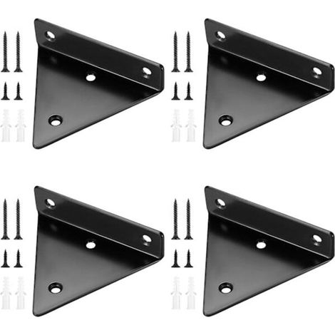 Lot de 4 supports d'étagère flottants, fixations murales triangulaires invisibles, noir - XF4 - AquaForge (1/5)
