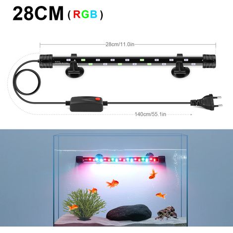 (Lampe LED RGB 28 cm - Prise secteur américaine) Lampe LED étanche submersible pour la croissance des plantes aquatiques, idéale pour aquarium, bassin et piscine. Éclairage LED (1/5)