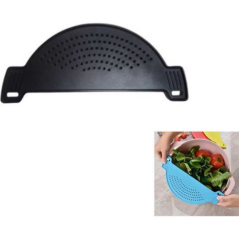Escurridor de ollas, Cesta de drenaje portátil, Deflector de drenaje, Escurridor de pasta, Colador, Con asa, Fácil drenaje, bares, Negro (1/5)