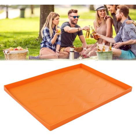 Grille de barbecue, support de barbecue, tapis de protection en silicone, tapis de nettoyage, plaque de barbecue, housse de protection en silicone, taille moyenne, orange. (1/5)