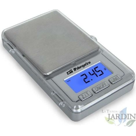 Elektronische Präzisionswaage von Orbegozo.  LCD-Gerät.  Skaliert: 0,01gr.  Kapazität max.  100g.