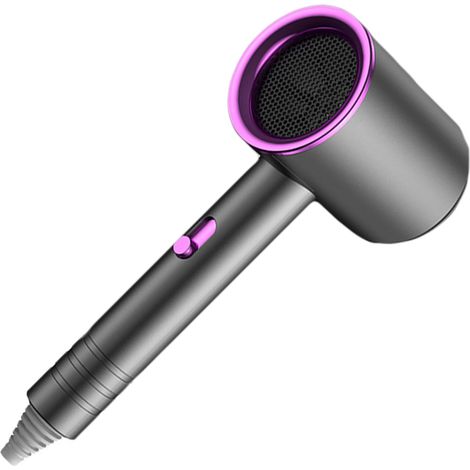 Sèche-cheveux silencieux, buse rotative à 360 degrés, séchage rapide, ABS PP, Portable, pour Salon de maison, Gris avec lumière bleue