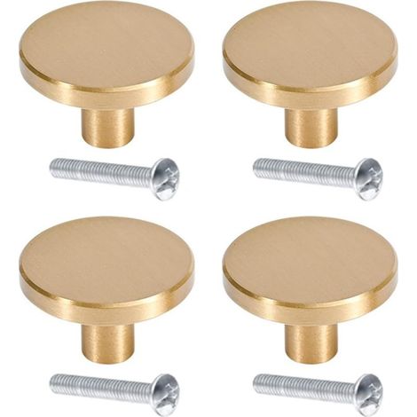 Handle of cabinet round in brass brushes drawer button or vanity handle drawer with screw for cabinet cabinet drawer cabinet 32mm x 25mm (1/5)